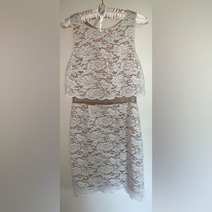 White Lace Mid-Length Dress.